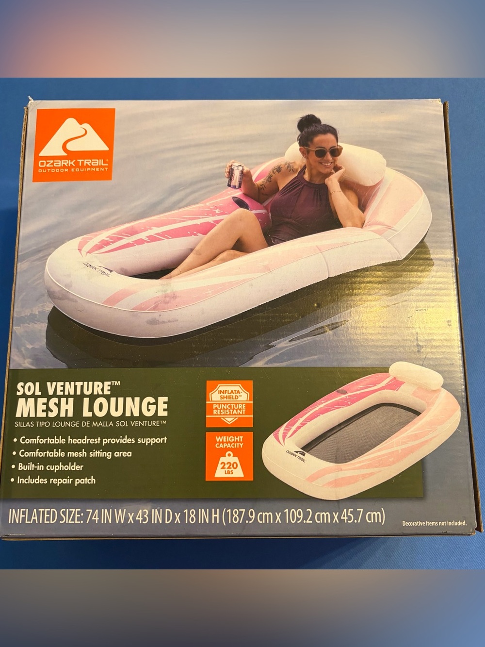 Ozark Trail Sol Venture Mesh Lounge Inflatable Pool Float New